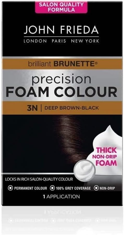 John Frieda Precision Foam Colour 3N, Deep Brown-Black Hair Dye, Salon-Finish Deep Brown-Black Permanent Hair Colour, 100% Grey Coverage : Amazon.co.uk: Beauty