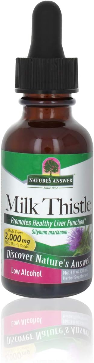 Natures Answer Milk Thistle with Organic-Alcohol 2000mg 1 Extract | Promotes Liver Function | Natural Detoxifier | Digestion Support | Gluten-Free, Non-GMO, Vegan | 3 Pack
