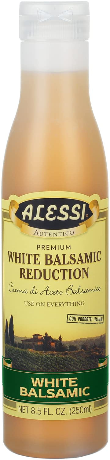 Alessi Balsamic Vinegar Reduction, Autentico from Italy, Ideal on Caprese Salad, Fruits, Cheeses, Meats, Marinades, White Balsamic (White Balsamic, 8.5 Fl Oz (Pack of 1))