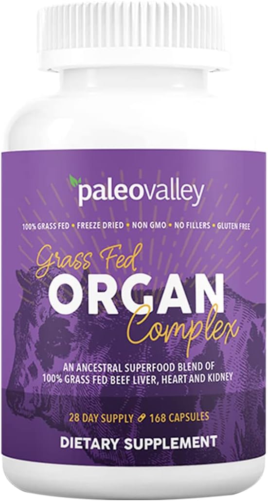 Paleovalley Grass Fed Beef Organ Complex - Freeze-Dried Beef Liver, Heart, and Kidney Blend, 1 Bottle