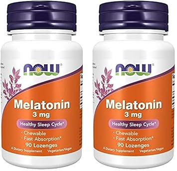 Now Supplements, Melatonin 3 Mg, Free Radical Scavenger*, Healthy Sleep Cycle*, 90 Chewable Lozenges (Pack Of 2)