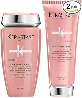 Kerastase Duo Chroma Absolu Bain Respect Shampoo 250Ml And Chroma Absolu Strengthening Fondant 200Ml