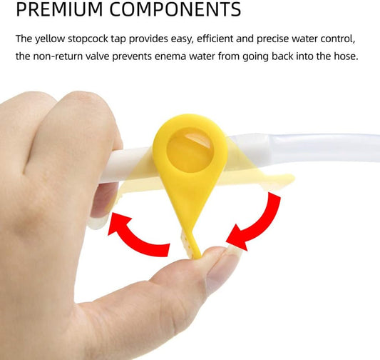 Enema-Bag/Bucket Kit Replacement Part, Silicone Enema Hose Accessories, Include Enema Tubing, Tips, Connectors, Non-Return Valve, Stopcock Tap, Clamp