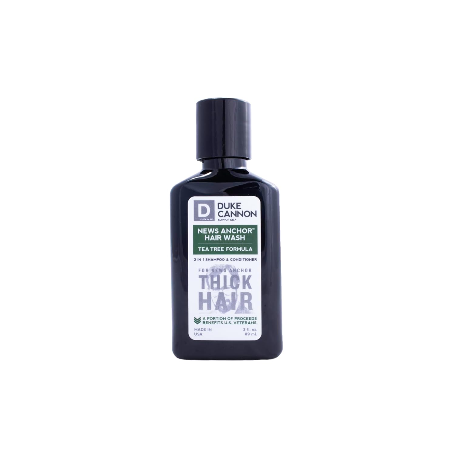 Duke Cannon News Anchor Hair Wash 2-In-1 Shampoo & Conditioner For Men, 3Oz Travel Size - Tea Tree (Pack Of 1)
