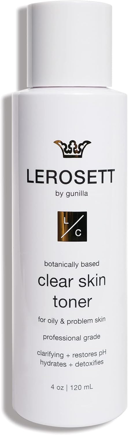 Lerosett Toner For Clear Skin Aloe Vera Based Toner With Glycolic Acid & 10 Calming Botanicals Helps Reduce Irritation, Future Blemishes, Blackheads, And Tightens Pores, Natural, Vegan - 4 Oz