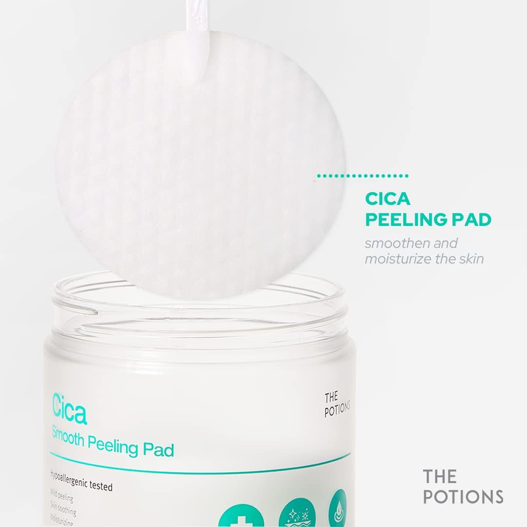 The Potions Cica Skincare Routine Set | Gentle Facial Cleanser, Peeling Pads, Calming Toner & Night Capsule | Soothing & Hydrating For Sensitive Skin : Beauty & Personal Care