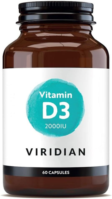 Viridian - Vitamin D3 2000Iu - 60 Caps | Contributes To Normal Bones, Teeth, Muscle Function & Immunity | Vegan Form Of Vitamin D | High Strength Dosage | Nutritionist Formulated