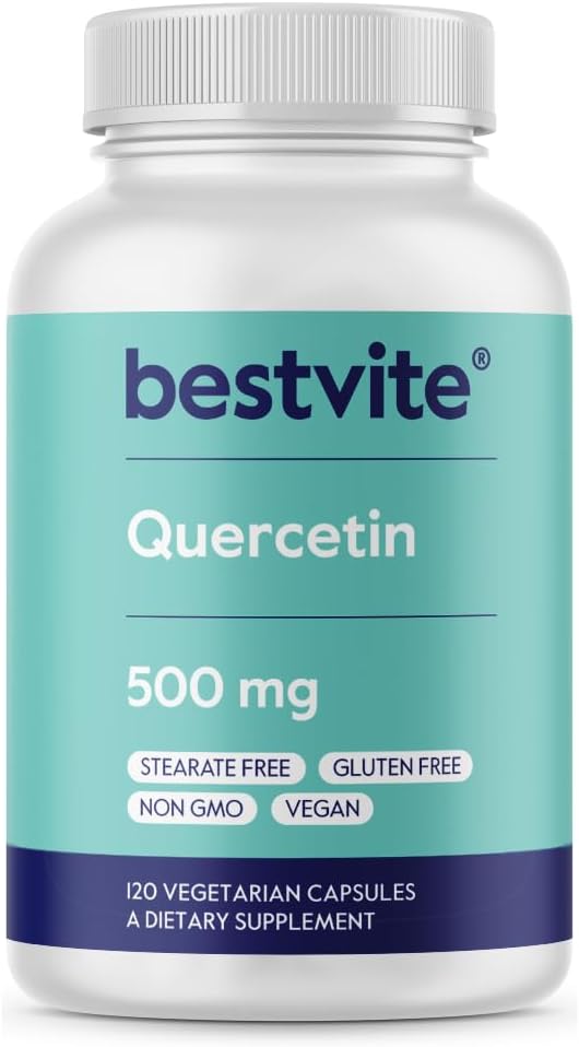 BESTVITE Quercetin 500mg (120 Vegetarian Capsules) - No Stearates - No Silicon Dioxide - Vegan - Non GMO - Gluten Free