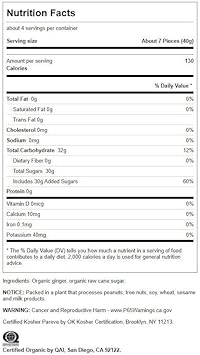 Swanson Certified Organic Crystallized Ginger w/Raw Canesugar 6  (170 g) Pkg