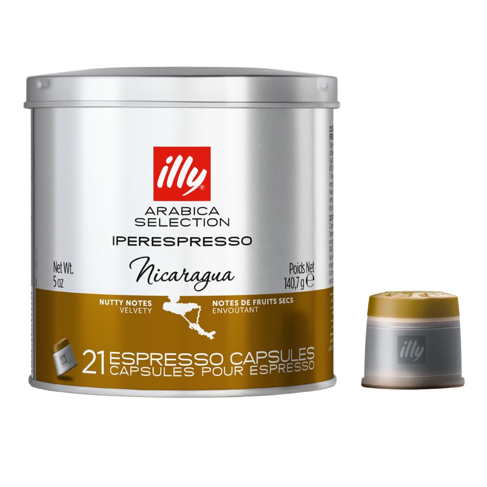 illy Coffee, Arabica Selection Nicaragua Espresso Capsules, Single Origin, For Brewing with iperEspresso Capsule Machines, 21 Count (Pack of 1)