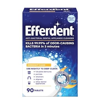 Efferdent PM Overnight Anti-Bacterial Denture Cleanser Tablets 90 ea (Pack of 2)