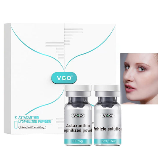 Vgo Astaxanthin Lyophilized Powder, Hydrates And Evens Skin Tone, Hydrodermabrasion(7 Sets Contain Vehicle Solution 3Ml/0.1Oz+ Lyophilized Powder 100Mg)