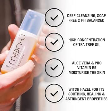 Men-Ü Healthy Facial Wash 100Ml, For Up To 265 Washes, Ultra-Concentrate Healthy Face Cleanser, Facial Cleansing For Men Before Or After Shaving