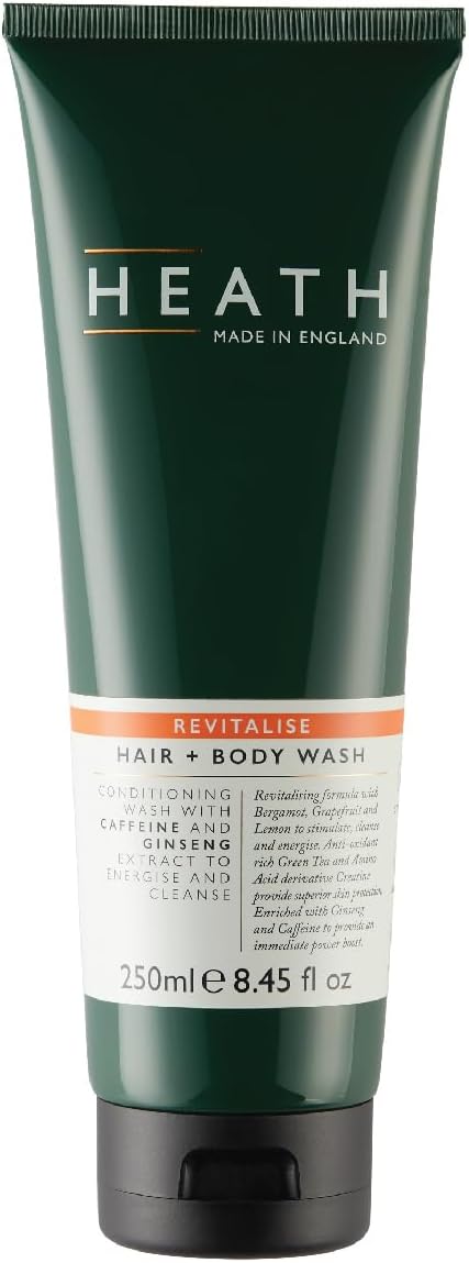 Heath Revitalise Hair And Body Wash 250 Ml | Conditioning Mens Body Wash With Caffeine & Ginseng Extract To Energise And Cleanse | Supports Healthy Hair Follicles