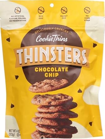 Thinsters Cookies, Chocolate Chip Cookie Thins, 4 Oz Pack