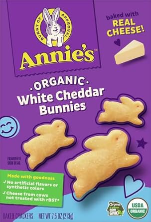 Annie'S Organic White Cheddar Bunnies Baked Snack Crackers, 7.5 Oz