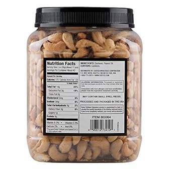 Kirkland Signature Whole Fancy Cashews Unsalted and Roasted, 40 oz (Pack of 6)