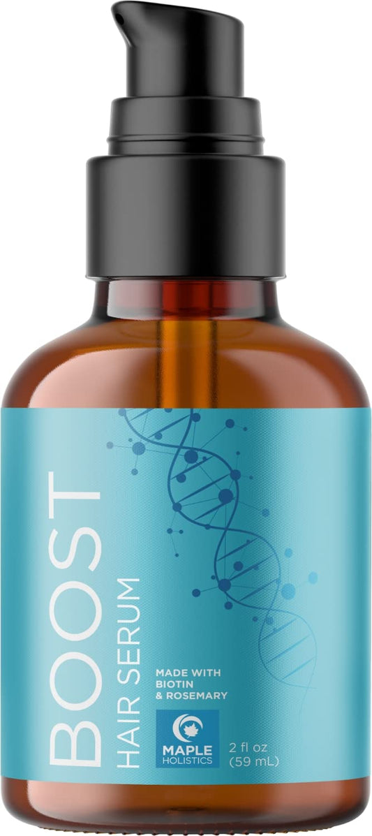 Biotin Hair Serum & Shampoo - Maple Holistics Hair Regrowth Bundle With Boost Hair Thickening Serum Featuring Rosemary Peppermint & Black Castor Oil Plus Sulfate Free Biotin Shampoo For Hair Growth