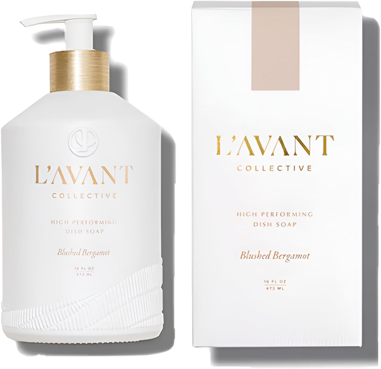 L'AVANT Collective High Performing Dish Soap | Plant-Based Ingredients & High Performing Formula | Notes of Bergamot, Orange Blossom, Amber, Cedar Reusable Glass Bottle Blushed Bergamot Scent |16oz