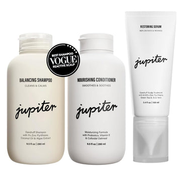 Jupiter Anti Dandruff Shampoo, Conditioner & Serum Advance Set - Physician-Formulated For Dry, Itchy, Oily, Flaky Scalp Care - Color Safe Dry Scalp, Sulfate Free