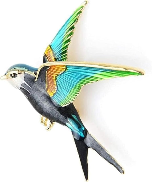 Enamel Flying Swallow Brooch Pin – Elegant Bird Brooch Jewelry for Men & Women