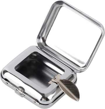 Stainless Steel Mini Compact Ashtray, Pocket & Car Ashtray - Portable for Indoor, Outdoor & Travel (Silver) - 1 Pcs