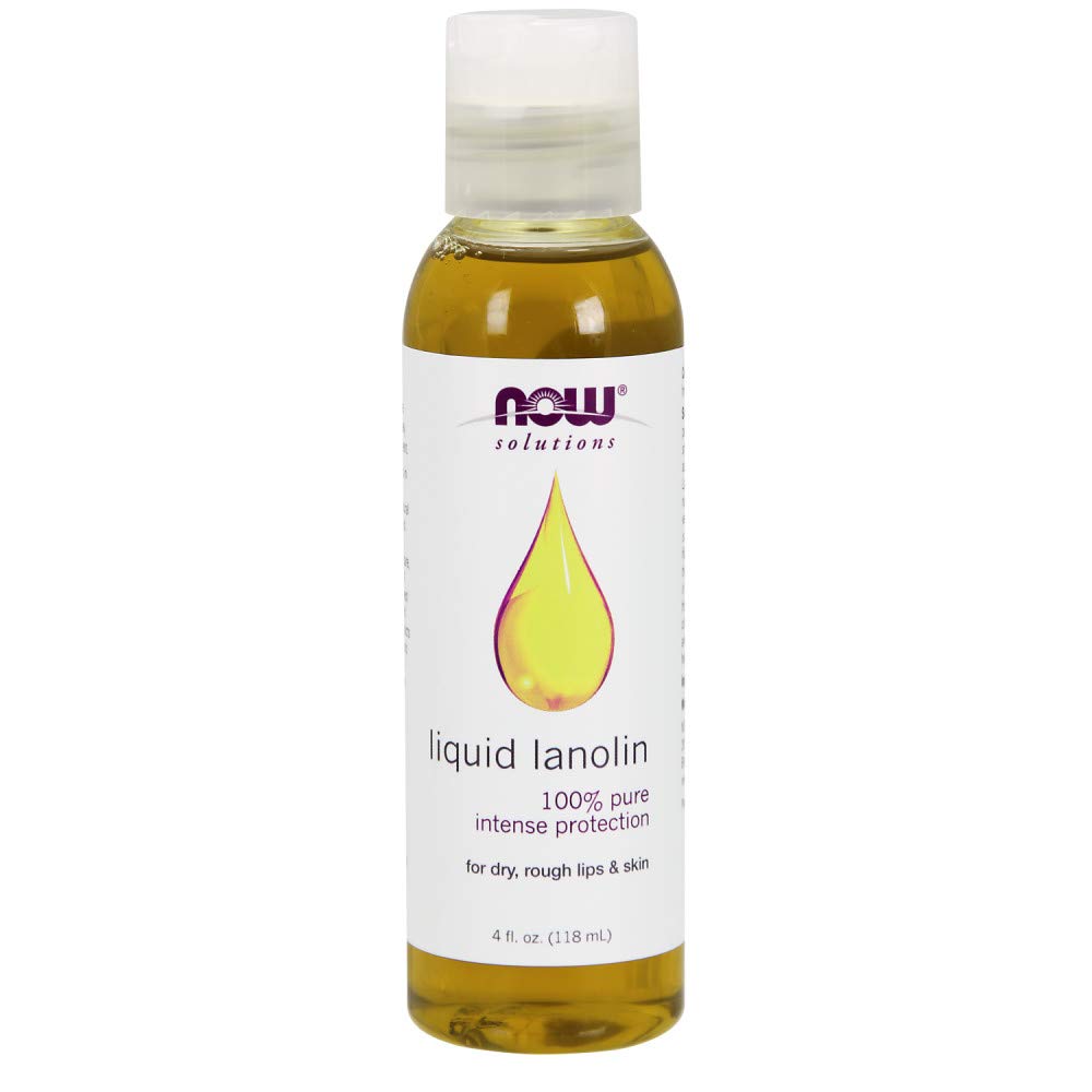 Now Foods Solutions, Liquid Lanolin Pure, Intense Protection, Formulated For Dry Rough Lips And Skin, 4-Ounce