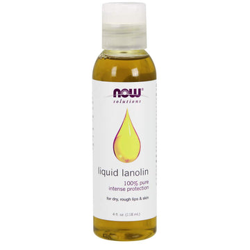Now Foods Solutions, Liquid Lanolin Pure, Intense Protection, Formulated For Dry Rough Lips And Skin, 4-Ounce