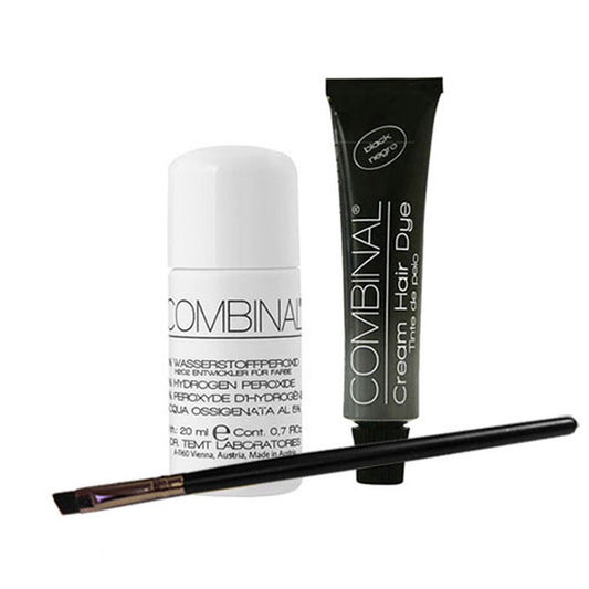 Bondle Combinal Cream Hair Dye (Black) .5 Oz With Brush & 5% Hydrogen Peroxide .7 Oz : Beauty & Personal Care