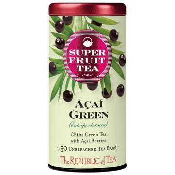 The Republic Of Tea Acai Berry Green Tea - Caffeinated Superfruit - Natural Healthy Herbal Tea - Anti-Oxidant, Gluten-Free - Acai Green Tea - 50 Tea Bags