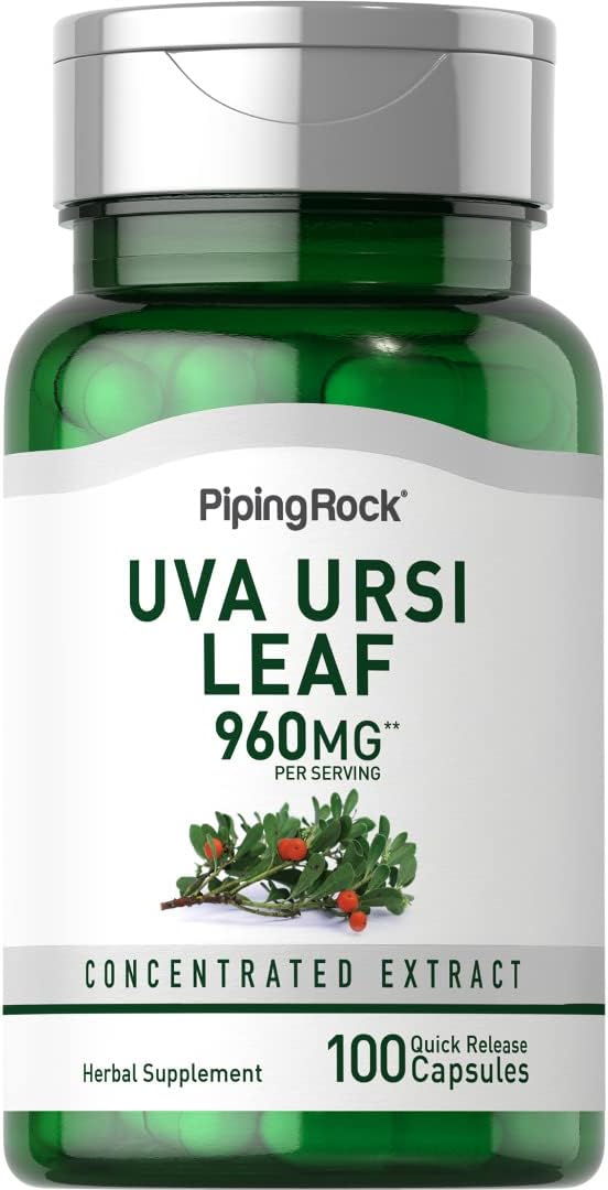 Piping Rock Uva Ursi Capsules 960Mg | 100 Count | Concentrated Herbal Leaf Extract | Non-Gmo, Gluten Free Supplement