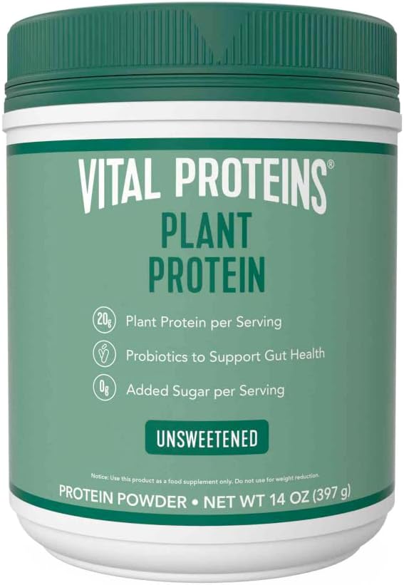 Vital Proteins 1.25 lb Unflavored Collagen Peptides Powder + 14 oz Unsweetened Plant Protein Powder : Health & Household