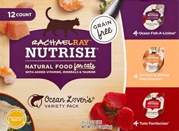 Rachael Ray Nutrish Natural Wet Cat Food With Added Vitamins, Minerals & Taurine, Ocean Lovers Variety Pack, 2.8 Ounce Cup (Pack Of 12), Grain Free