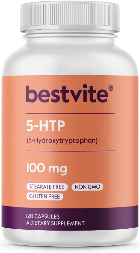 BESTVITE 5-HTP 100mg (120 Capsules) - No Stearates or Flow Agents