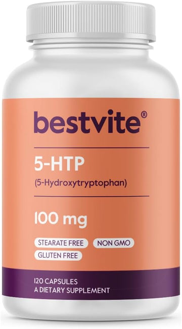 BESTVITE 5-HTP 100mg (120 Capsules) - No Stearates or Flow Agents