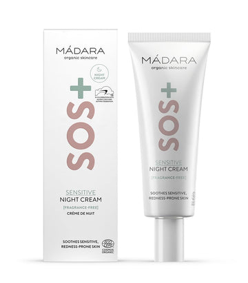 Mádara Organic Skincare | Sos+ Sensitive Night Cream, – Calming Moisture For Sensitive, Reactive And Redness-Prone Complexions, Dermatologically Proven To Soothe Redness, Fragrance And Colourant-Free