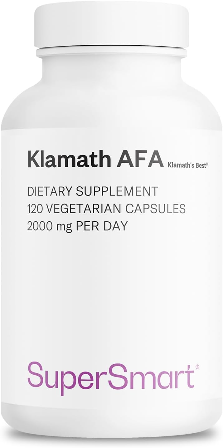 Supersmart - Afa Extract 1000 Mg Per Day (Patented) - Aphanizomenon Flos-Aquae - Blue-Green Algae Supplement | Non-Gmo & Gluten Free - 120 Vegetarian Capsules