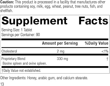 Standard Process Spleen Desiccated - Whole Food Immune Support, Spleen And Healthy Blood - Gluten Free - 90 Tablets
