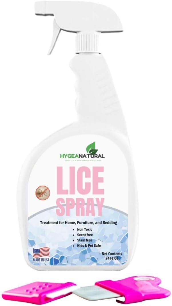 Lice Treatment Bundle - Lice Spray (24Oz) & Lice Treatment Comb - Natural Treatment For Head Lice & Stainless Steel Comb With Grooved Teeth For Nit Removal With 5X Magnifiying Glass