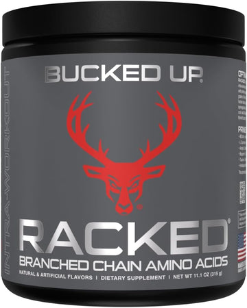 Bucked Up- Bcaa Racked™ Branch Chained Amino Acids | L-Carnitine, Acetyl L-Carnitine, Gbb | Post Workout Recovery, Protein Synthesis, Lean Muscle Bcaas That You Can Feel! 30 Servings (Blood Raz)