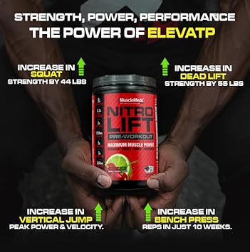 Musclemeds Nitro Lift Pre Workout Enhance Endurance And Muscle Performance, Cherry Lime, 40 Servings : Health & Household