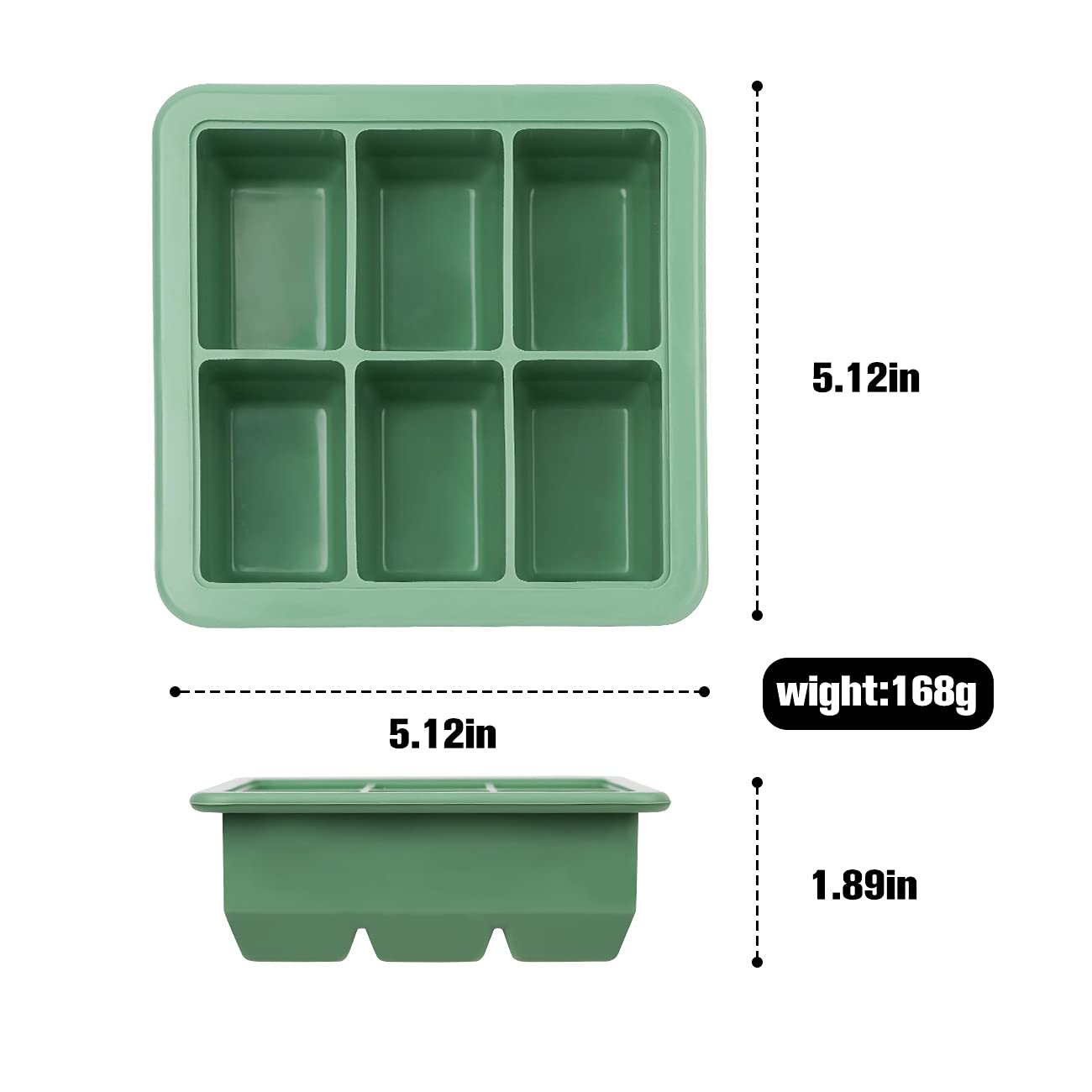 haakaa Baby Food Freezer Tray with Clip-on Lid, Silicone Baby Food Freezer Storage Tray Container, Pop Out 6 x 2.4 oz Portion Silicone Baby Food Ice Cube Trays, Pea Green : Baby
