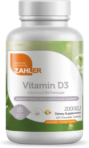 Zahler Vitamin D3 Chewable 2000Iu, An All-Natural Supplement Targeting Vitamin D Deficiencies, Certified Kosher, 120 Great Tasting Orange Flavored Tablets