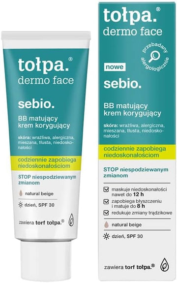 Tolpa Dermo Sebio Bb Matting & Correcting Cream, Day, Natural Beige, Spf30, 40 Ml