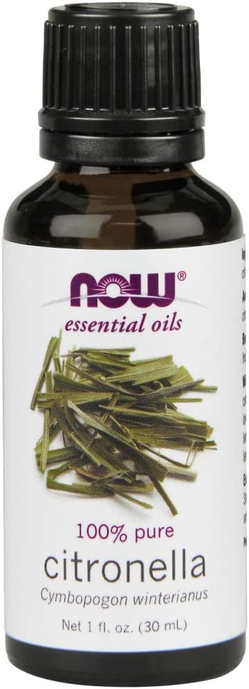 Now Essential Oils, Citronella Oil, Freshening Aromatherapy Scent, Steam Distilled, 100% Pure, Vegan, Child Resistant Cap, 1-Ounce