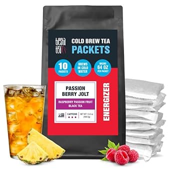 Tiesta Tea - Passion Berry Jolt Cold Brew, Premium Loose Leaf Blend, High Caffeinated Iced Tea, 10 Cold Brew Tea Packets - Brews One 64Oz Pitcher