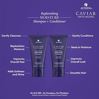 Caviar Anti-Aging Replenishing Moisture Trial Kit - Shampoo, Conditioner, Leave-In Cc Cream | For Dry, Brittle Hair | Protects, Restores & Hydrates | Sulfate Free