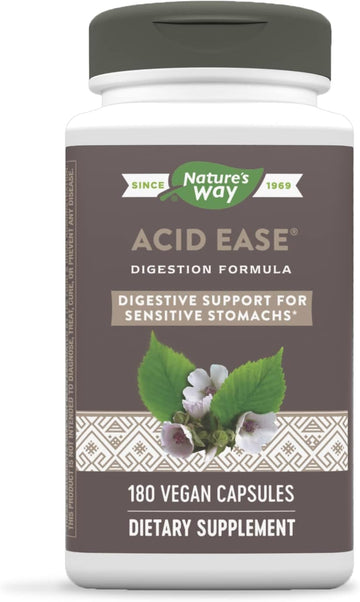 Nature'S Way Acid-Ease Digestion Formula, Digestive Support Supplement For Sensitive Stomachs*, 180 Vegan Capsules