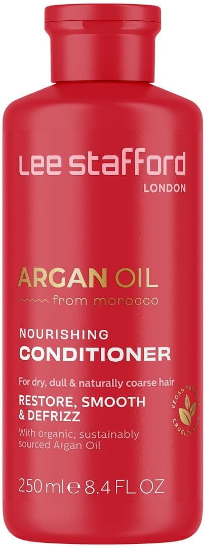 Lee Stafford Moisturizing Conditioner | Argan Oil Collection - Best For Dy, Dull Hair To Repair & Hydrate For Silky Smooth Soft Shine, Salon Grade Gloss Finish, Detangling, Restore Split Ends, 250 Ml