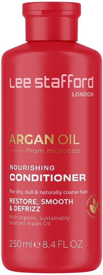 Lee Stafford Moisturizing Conditioner | Argan Oil Collection - Best For Dy, Dull Hair To Repair & Hydrate For Silky Smooth Soft Shine, Salon Grade Gloss Finish, Detangling, Restore Split Ends, 250 Ml